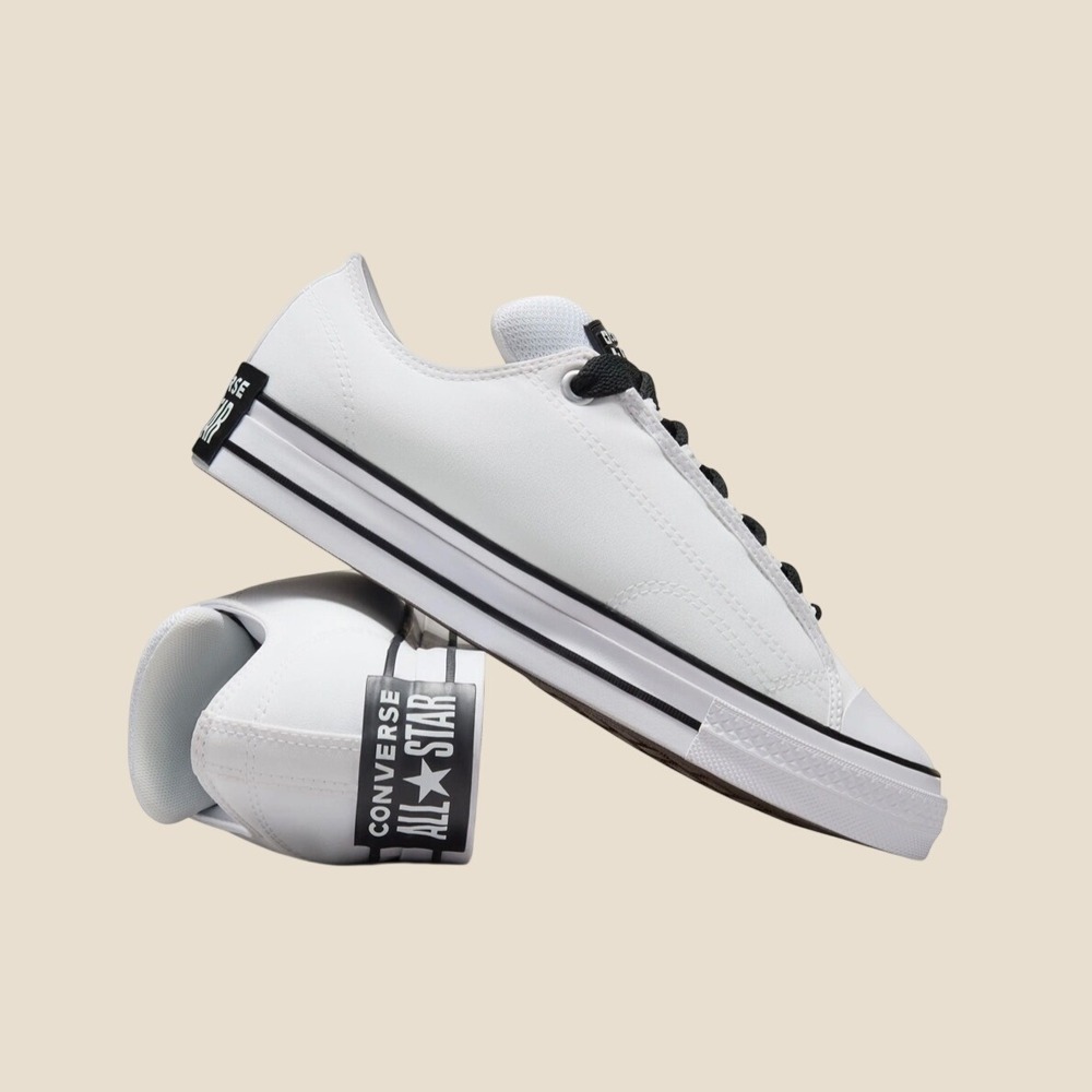 Converse All Star Courtlandt White Black Low Top Sneakers Mens 8.5 Wos 10